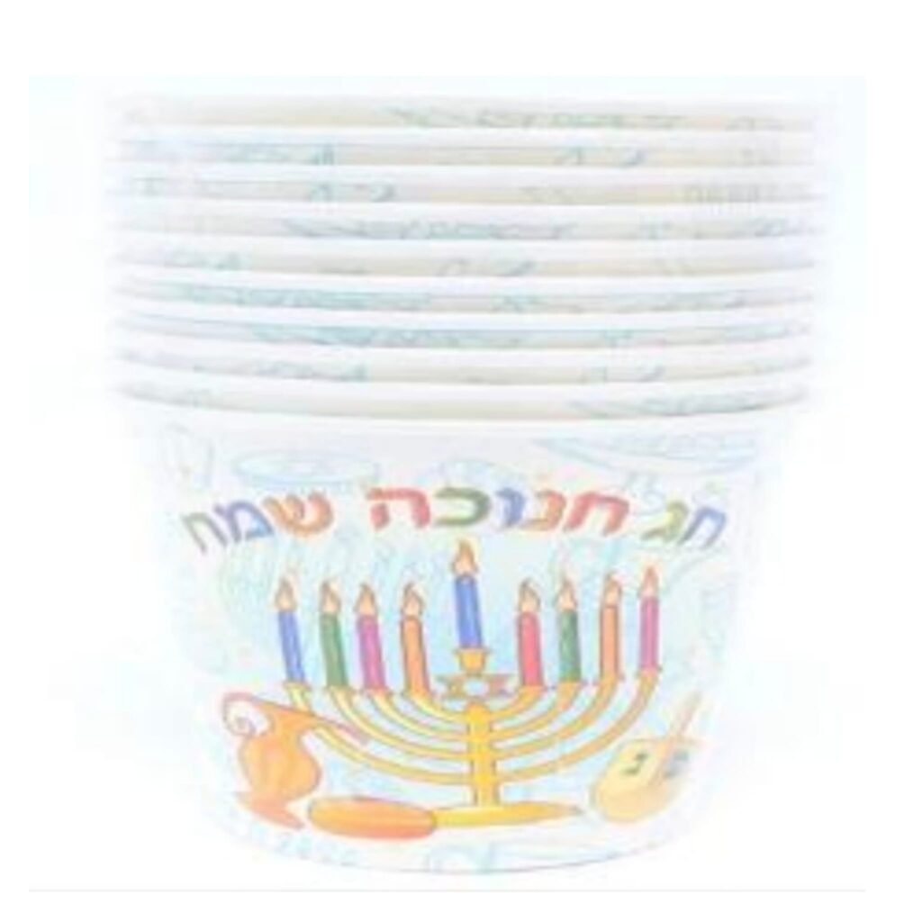 כוסות נייר חנוכה שמח תכלת