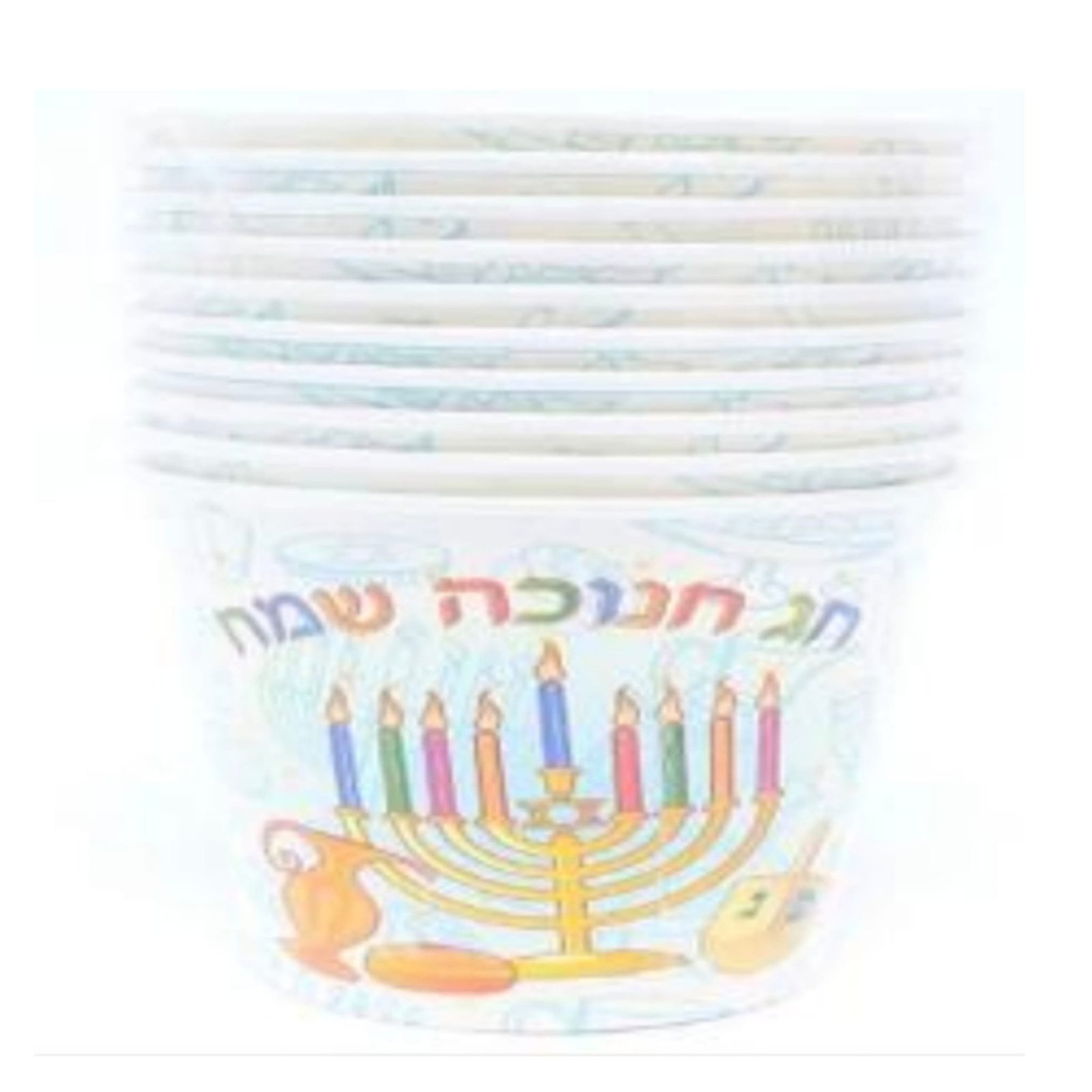 כוסות נייר חנוכה שמח תכלת