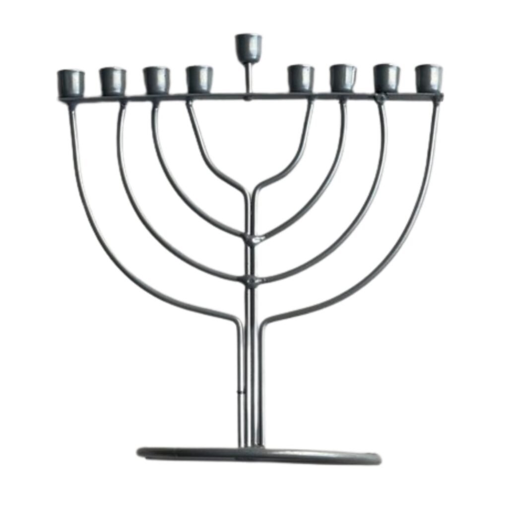 חנוכייה מתכת מעוגל כסף