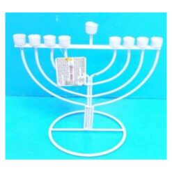 חנוכייה מתכת מעוגל לבן