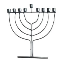 חנוכייה מתכת מעוגל כסף