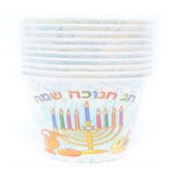 כוסות נייר חנוכה שמח תכלת