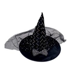 כובע מכשפה שחור עם פאייטים מנצנצים